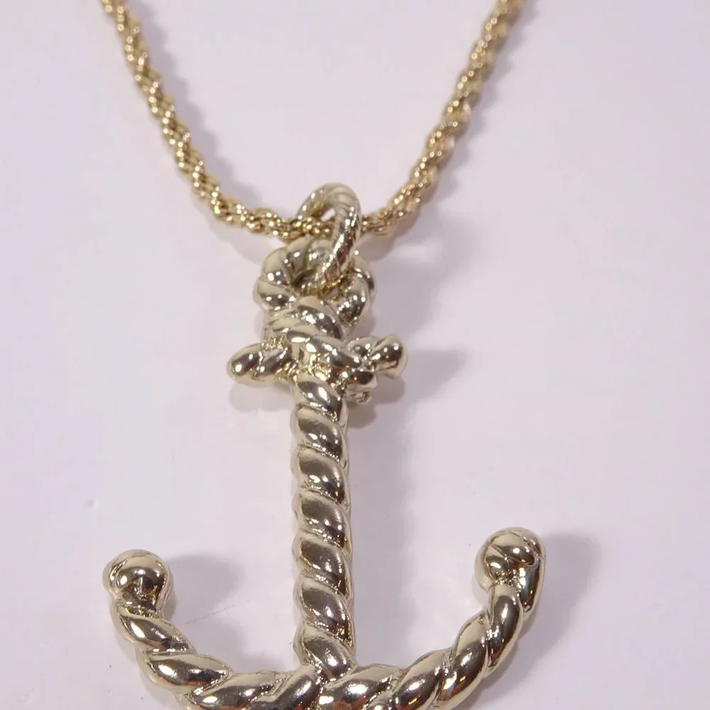 Banana Republic Roots of BR Gold Ribbon Rope Anchor Pendant Necklace NWT 88 - Picture 6 of 15